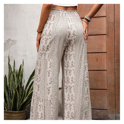 Colorblock High Waist Wide Leg Pants with Belt