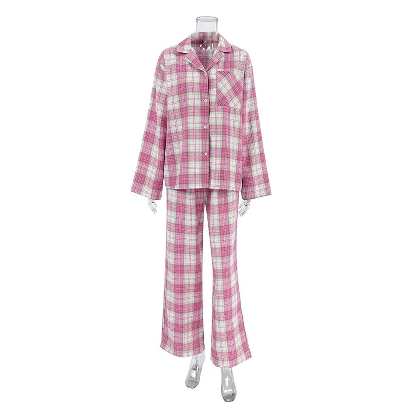 Cozy Plaid Oversized Long-Sleeve Pajama Set