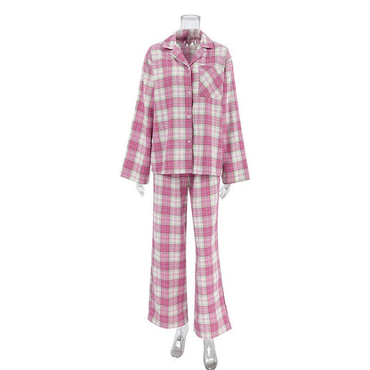 Cozy Plaid Oversized Long-Sleeve Pajama Set