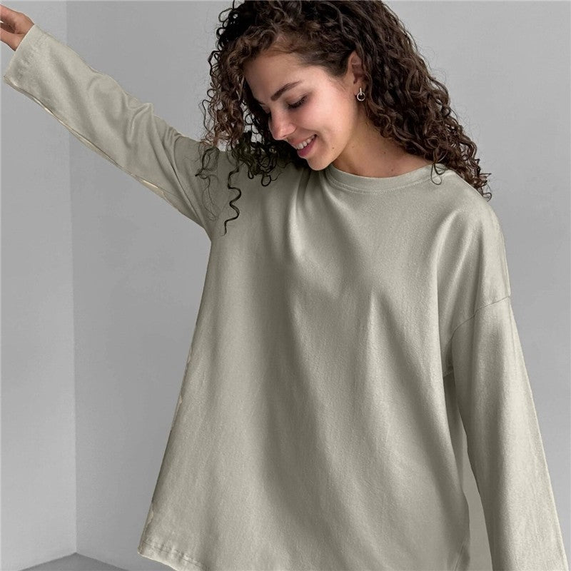 Relaxed Fit Solid Long Sleeve Tee