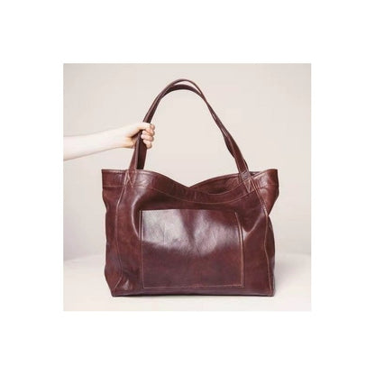 Leather Shoulder Bag with Front Pocket