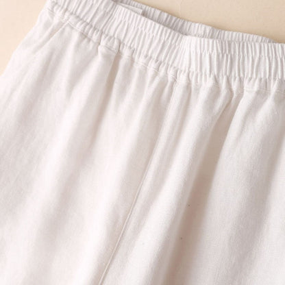 Cotton & Linen Wide-Leg, High-Waisted Straight-Leg & Cropped Casual Pants