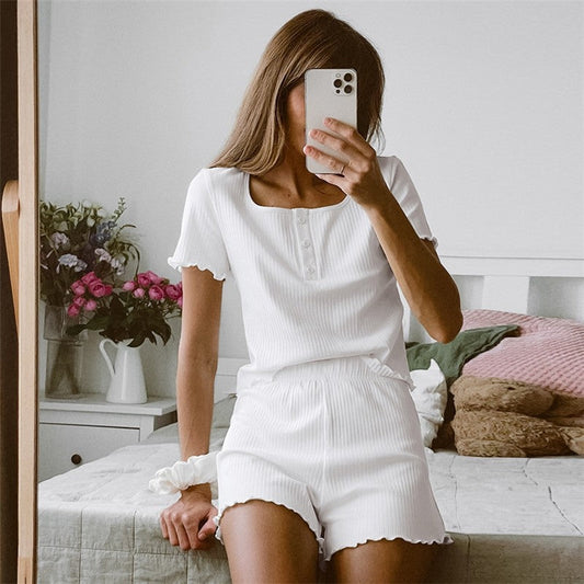Solid Color Tank Top and Shorts Lounge Set