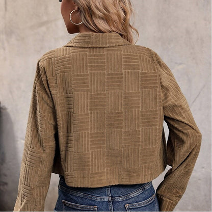 Short Corduroy Jacket With Textured Lapel