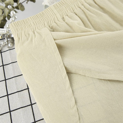 Solid Color Long Sleeve Pajama Set