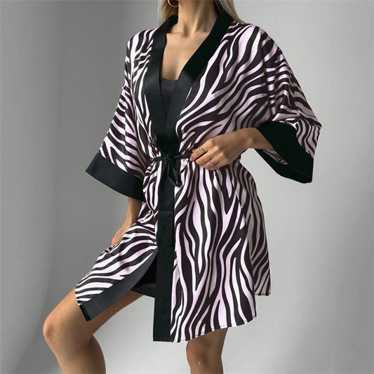 Floral Print Belted Cardigan Robe