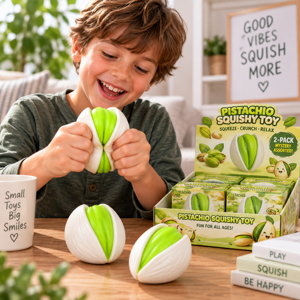 Crunchy Squishies Pistachio Squeeze Toy 2-Pack – Crispy Crunch Sound Stress Balls | ASMR Sensory Fidget Toys for Adults & Kids | Jumbo Realistic Pistachio Squishies