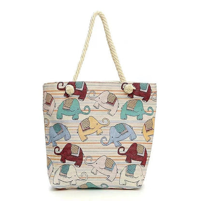 Embroidered Oversized Rope Shoulder Bag with Ample Storage