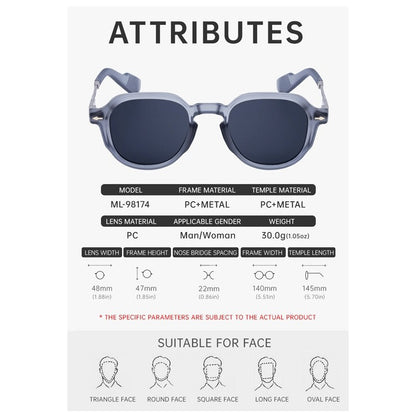 Retro Full Square Frame UV400 UV Protection Outdoor Sunglasses