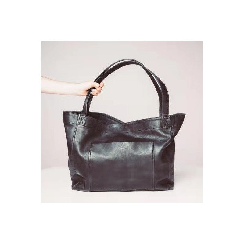 Leather Shoulder Bag with Front Pocket
