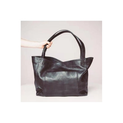 Leather Shoulder Bag with Front Pocket