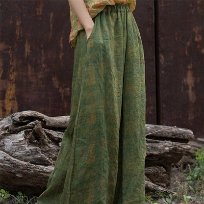 Elastic Waist Loose-Fitting Floor-Length Skirt Pants