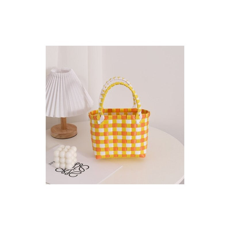 Colorful Cartoon Square Handwoven Basket Bag