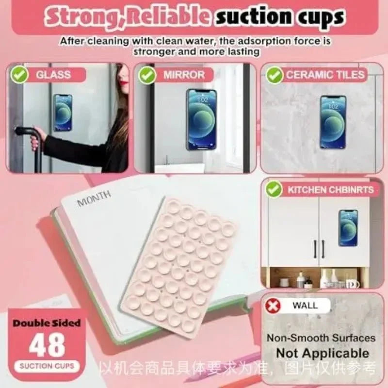 Double-Sided Silicone Suction Cup Phone Holder | Hands-Free Wall Mount for Videos and Selfies
