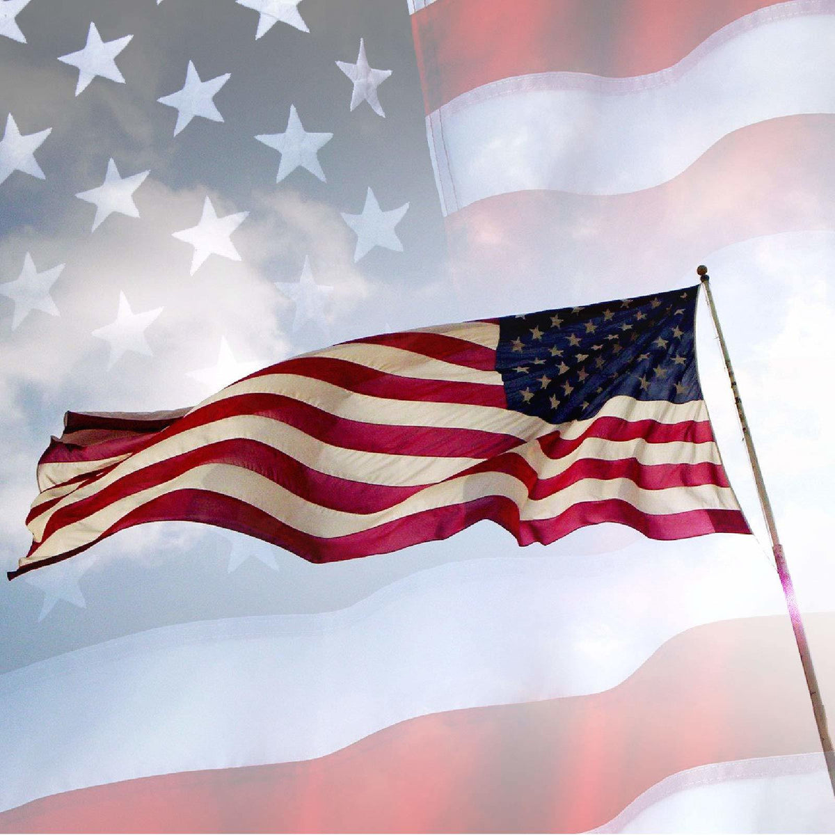 Heavy Duty Outdoor American Flag Embroidered Stars & Brass Grommets
