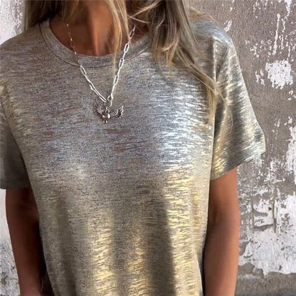 Relaxed Fit Short Sleeve Tee with Crew Neck