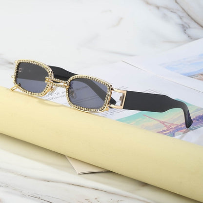 Fashion Diamond-Encrusted Small Frame Sunglasses
