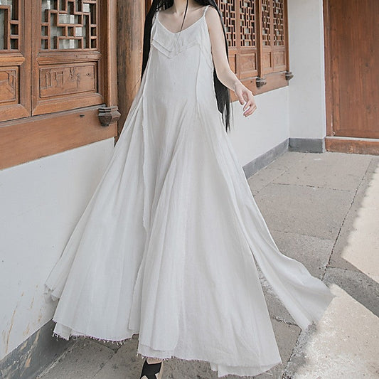Solid Color Sleeveless Maxi Dress with Spaghetti Straps and Flowy Hem