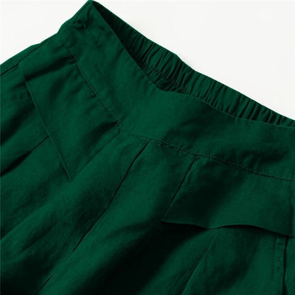 High-Waisted Linen and Cotton Blend Culottes
