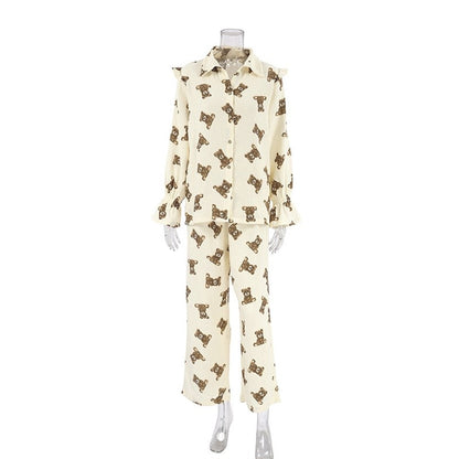 Relaxed Cotton Linen Long Sleeve Top and Pants Set