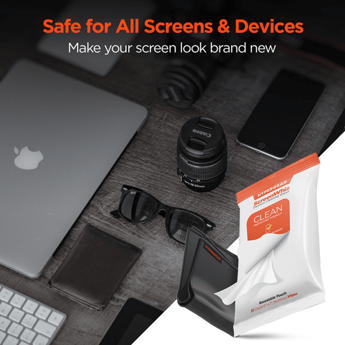 HyperGear ScreenWhiz Screen Cleaning Wipes and Cloth Kit