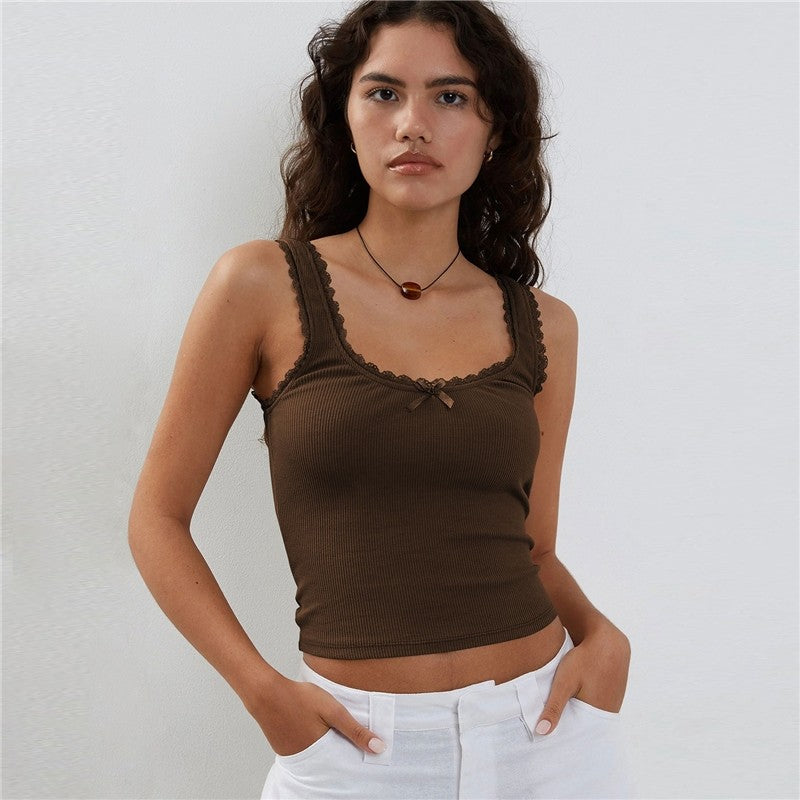 Knit Camisole with Solid Color Detail