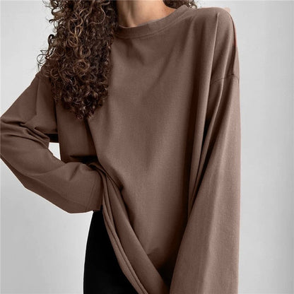 Relaxed Fit Solid Long Sleeve Tee