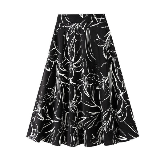 Sure! Here is an optimized title for your clothing product:

"Printed A-Line Skirt with Elastic Waistband