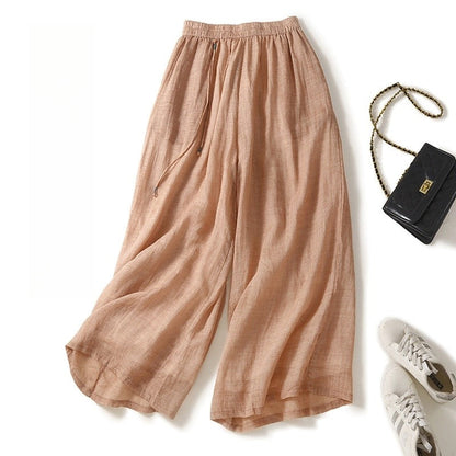 Loose-Fit High-Waisted Wide-Leg Cropped Trousers