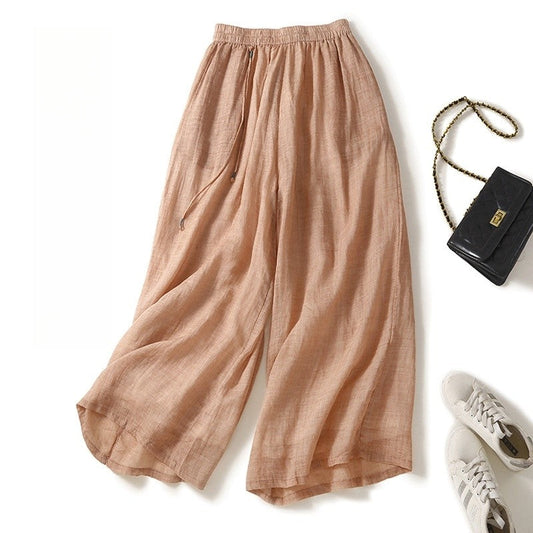 Loose-Fit High-Waisted Wide-Leg Cropped Trousers