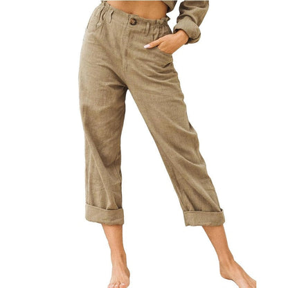 Relaxed Fit High-Waisted Casual Trousers