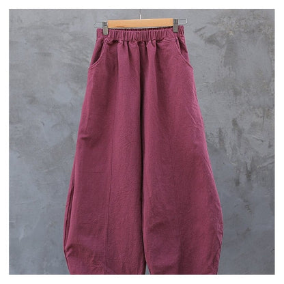 Relaxed-Fit Solid Color Trousers for Ultimate Comfort