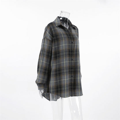 Relaxed Fit Plaid Long Sleeve Shirt