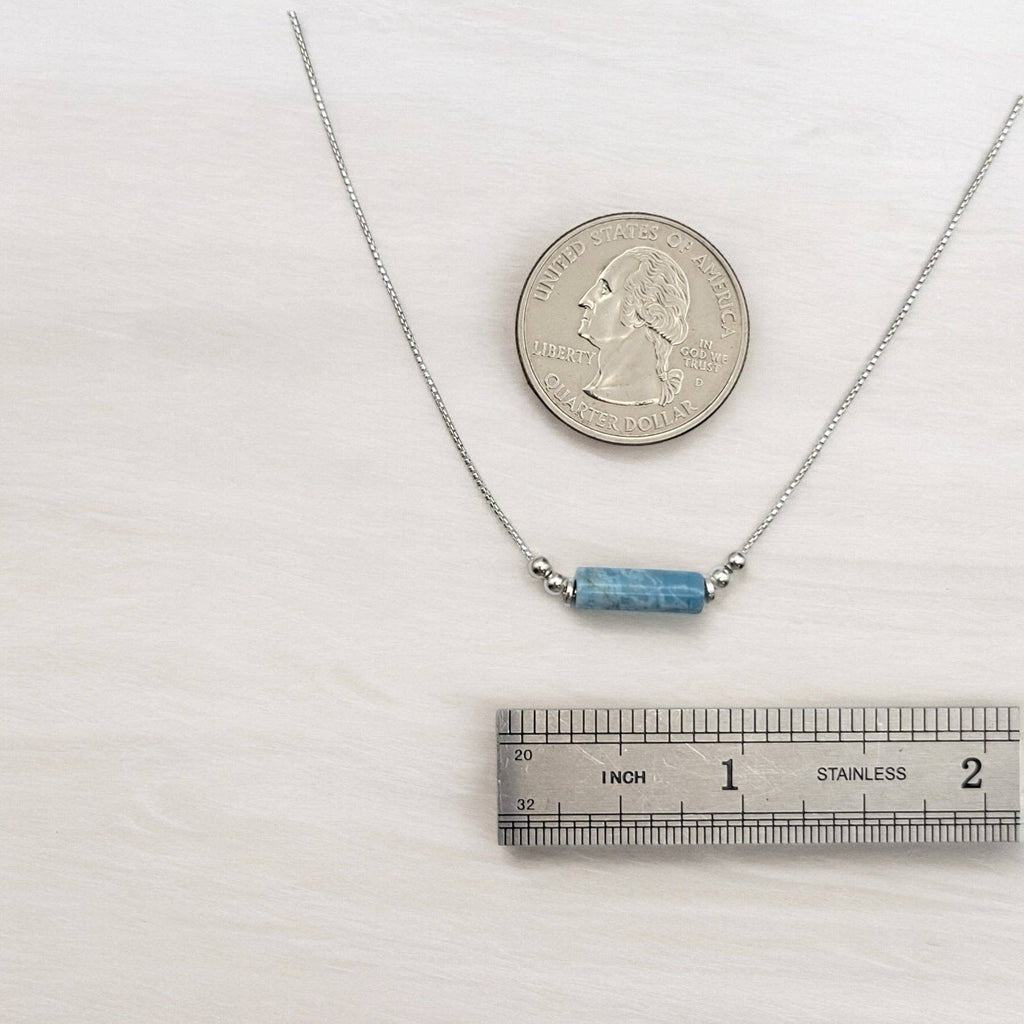Adjustable Sterling Silver Necklace with Larimar Quartz