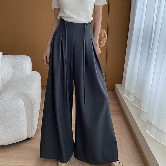 Sure! Here is an optimized title for your clothing product in English:

"Elegant High Waist Wide Leg Trouser Suit with Belt