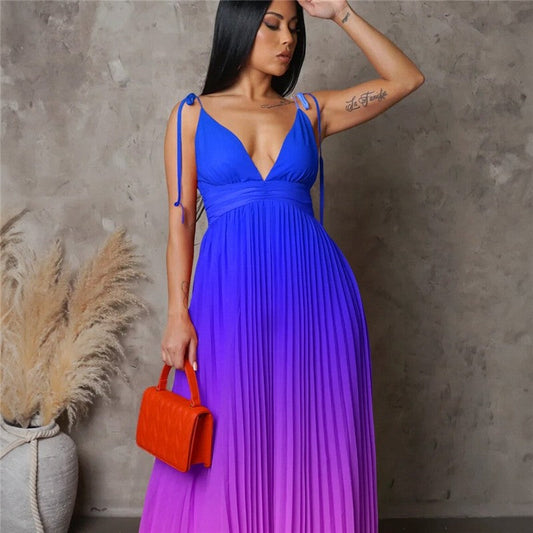 Sure! Here is an optimized title for your clothing product in English:

"Ombre Spaghetti Strap Backless Maxi