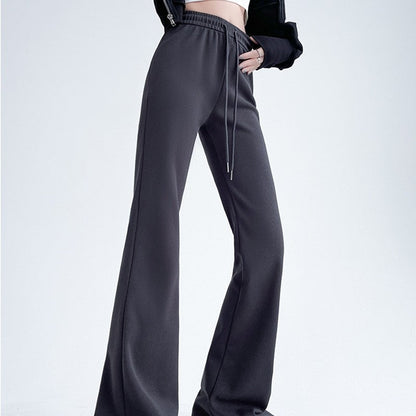 Flared Sports Pants with Elastic Waistband in Solid Color
