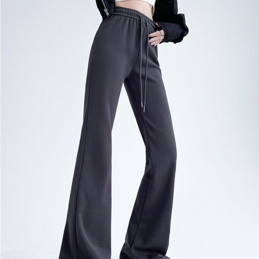Flared Sports Pants with Elastic Waistband in Solid Color