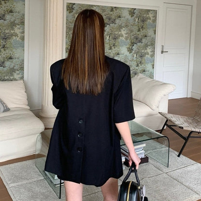 Single-Breasted Suit Shorts Set in Solid Color