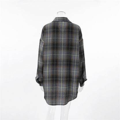 Relaxed Fit Plaid Long Sleeve Shirt