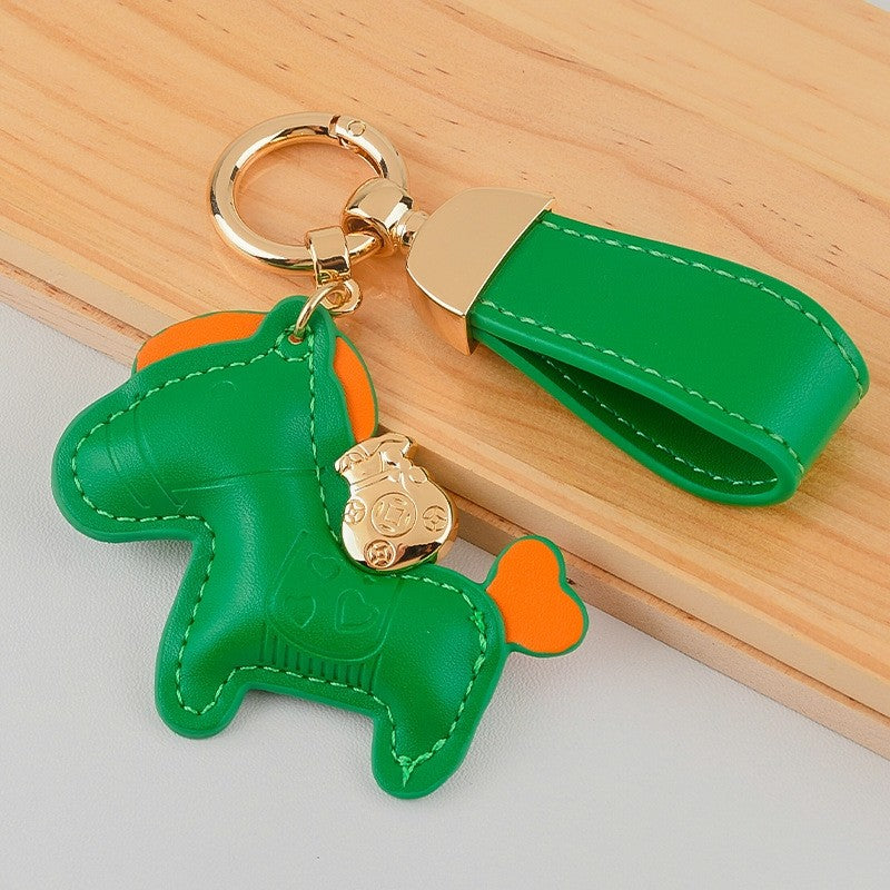Cute Pony Shaped Leather Keychain Pendant