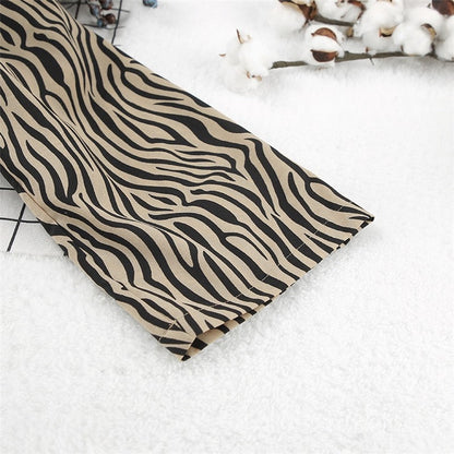 Leopard Print Long Sleeve Waist-Tie Night Robe Lounge Wear