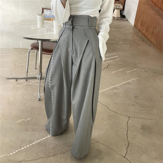 High-Waisted Wide-Leg Trousers in Solid Color