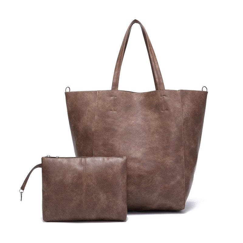Large Capacity Soft Leather Shoulder Tote Bag