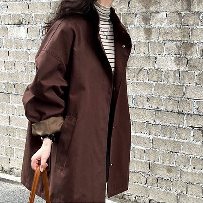 Casual Stand Collar Coat with Relaxed Fit