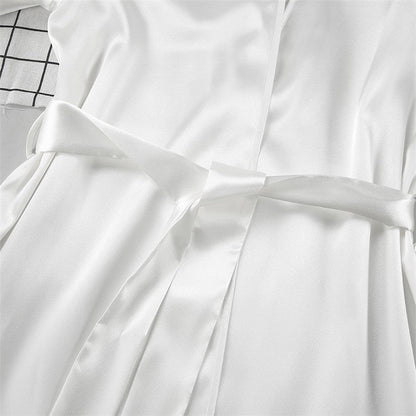 Lace Patchwork Nightdress and Robe Set with Adjustable Straps - Elegant Loungewear