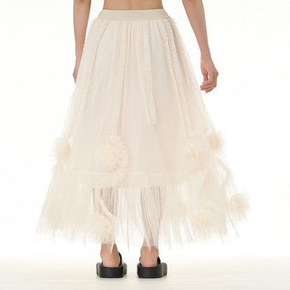 Oversized Solid Mesh Skirt