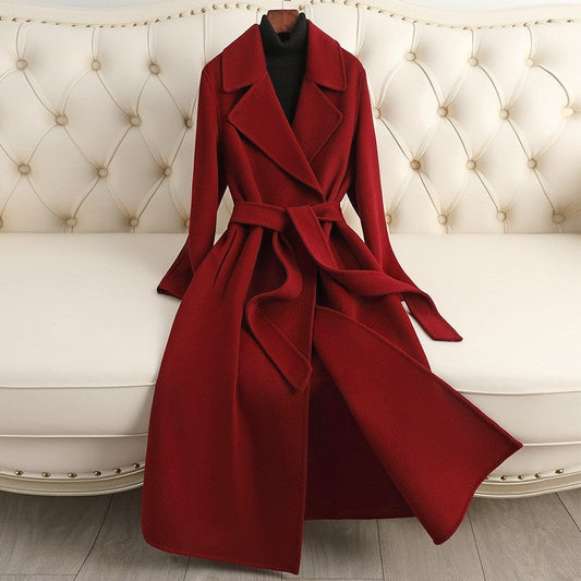 Solid Color Reversible Cashmere Long Coat