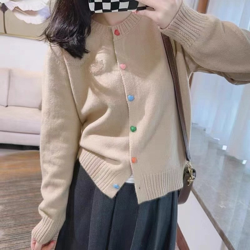 Solid Color Long Sleeve Single Breasted Knitted Cardigan Sweater