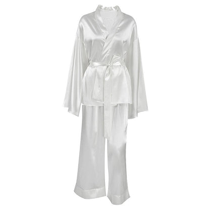 Long Sleeve Robe and Long Pants Pajama Set
